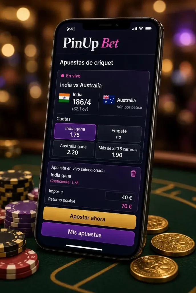 Teléfono con apuesta de críquet